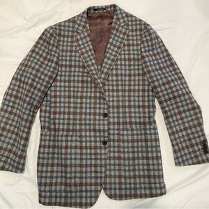 Suitsupply Brown and Gray Plaid Blazer